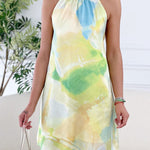 Eclipse stand collar halterneck dress
