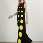 Loose Sleeveless Contrast Color Polka-Dot Split-Joint Round-Neck Maxi Dresses
