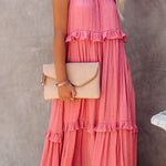 Irregular cake skirt sleeveless long mop skirt