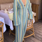 LACE HOLLOWED-OUT V-NECK DRESS