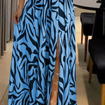 Sexy One Shoulder Sleeveless Printed Long Dress With Split Back