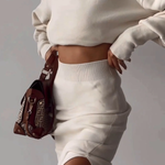 Elegant Turtleneck Sweater with Split Hem Two-piece Set