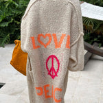 Calling for Love Back Printed Pocket Oversized Midi Cardigan