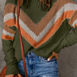 Chevron Casual Drop Shoulder Knit Sweater