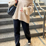 Fashionable Irregular Collar Loose Casual Knitted Sweater