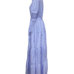 Loose Short Sleeves Striped Lapel Maxi Dresses