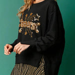 Christmas Sequin Casual Round Neck Long Sleeve Sweatshirt