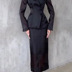 Perfectly Shaped Organza V-neck Long Sleeve Hourglass Cut Blazer