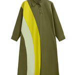 Long Sleeves Loose Asymmetric Buttoned Contrast Color Split-Joint Lapel Midi Dresses Shirt Dress