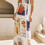 Casual Vintage Geometric Print Ripple Patchwork Printed Dresses