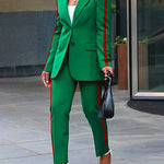 Long Sleeves Loose Split-Joint Striped Lapel Blazer Outerwear Suit Outerwear