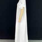 A-Line Loose Pleated Solid Color Split-Joint Lapel Maxi Dresses Shirt Dress