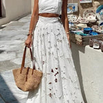 Next Trip Floral Embroidery Crochet Lace Crop Tank Top