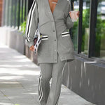 High Waisted Split-Joint Striped Pants Trousers