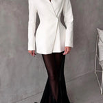 Shes Timeless V-neck Single Button Long Sleeve Waisted Blazer