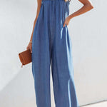 Slender wide-leg pants cropped casual overalls