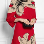 Loose Three-Quarter Sleeves Contrast Color Flower Print Round-Neck Midi Dresses