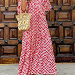Puff Sleeve Tiered Midi Dress
