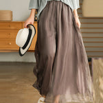 Casual Solid Color Chiffon Column Wide Leg Pants&Skirt
