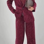 Women Collar Flash Jacket+ Pants Temperament Commuting Suit