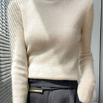 Casual Skinny Long Sleeves Solid Color Half Turtleneck Sweater Tops