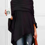 Casual Asymmetric Solid Color High-Neck T-Shirts Tops