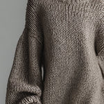 Elegant Urban Silhouette Round Neck Heathered Khaki Knitted Maxi Dress