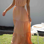 Sleeveless Open Waist Panel Layered Long Swing Dress
