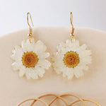 Pressed Flower Drop Earring - Resin Daisy