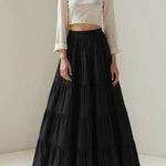 Margovil Smocked Elastic Waist Ruffle Tiered Maxi Skirt
