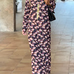 Women's Fashion Printed V Neck Long Sleeve Maxi Dress
