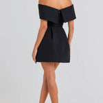 Elegant Evening Lapel Bandeau Removable Belt Pocketed Mini Dress