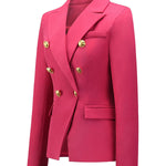 Long Sleeves Buttoned Notched Collar Blazer Outerwear