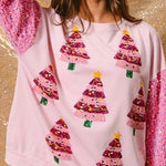Christmas Casual Loose Round Neck Sequined Sleeve Sweatshirt