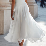 Draped Neck Sleeveless Pleated Midi Dress
