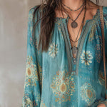 Vintage Ethnic Style Trim Floral Lace Blouse