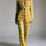 Column Loose Contrast Color Plaid Split-Joint Blazer Pants