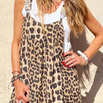 Cool Leopard Print Patchwork Suspender Maxi Dress
