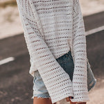 Margovil Crewneck Long Sleeves Hollow Out Boho Knitting Pullovers