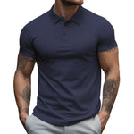 Men's Solid Slim Lapel Short Sleeve Casual Polo Shirt