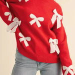 ROUND NECK SWEET LOOSE TURTLENECK BOW SWEATER KNITWEAR