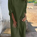 Casual Unique Irregular Button Decoration Robe Pocket Elastic Pants Set