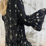 Fashionable Trumpet Lace Sleeve Hollow Dress