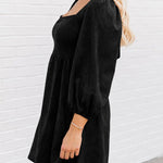 Washed Square Neck High Waist Flared Short Dress