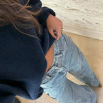 Jessy Denim Mid Rise Side Star Pattern Pocket Wide Leg Jeans