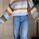 Casual Comfortable Striped Crewneck Sweater