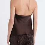 Chic Halter Cowl Neck Sleeveless Satin Top