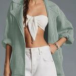 Casual top lapel long sleeve knitted jacket