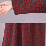 Original Lapel Frenum Floral Printed Midi Dress