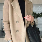 Knitted sleeve double-breasted suit jacket